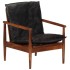 Sillón madera maciza acacia y cuero auténtico