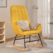 Silla mecedora de tela amarillo mostaza