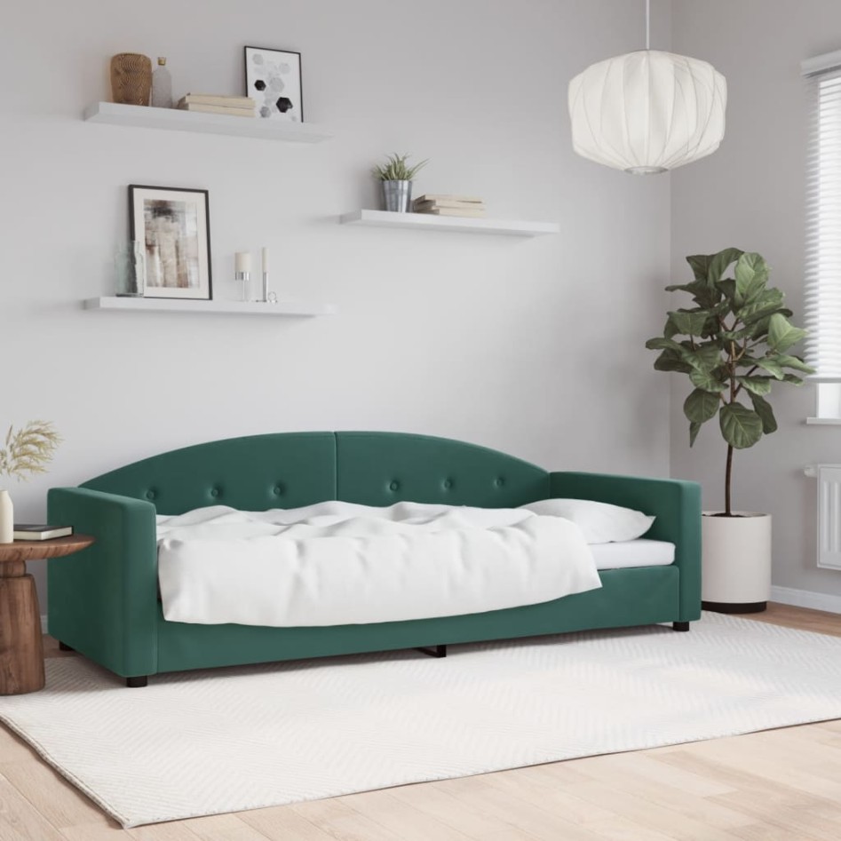 Sofá cama sin colchón terciopelo verde oscuro 80x200