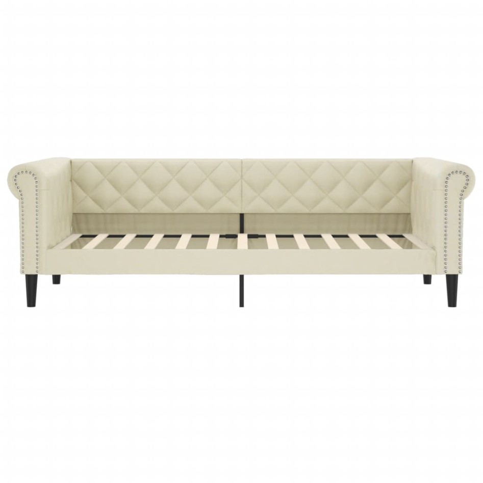 Sofá cama sin colchón cuero sintético crema 90x200