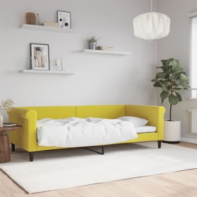 Sofá cama sin colchón terciopelo amarillo 90x200