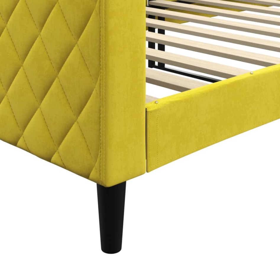 Sofá cama sin colchón terciopelo amarillo 90x200