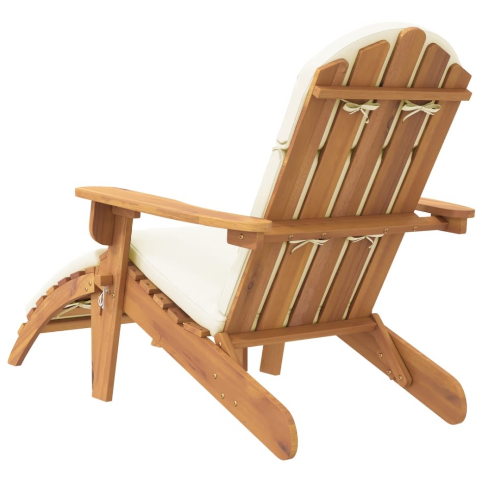 Silla de jardín Adirondack con reposapiés madera maciza