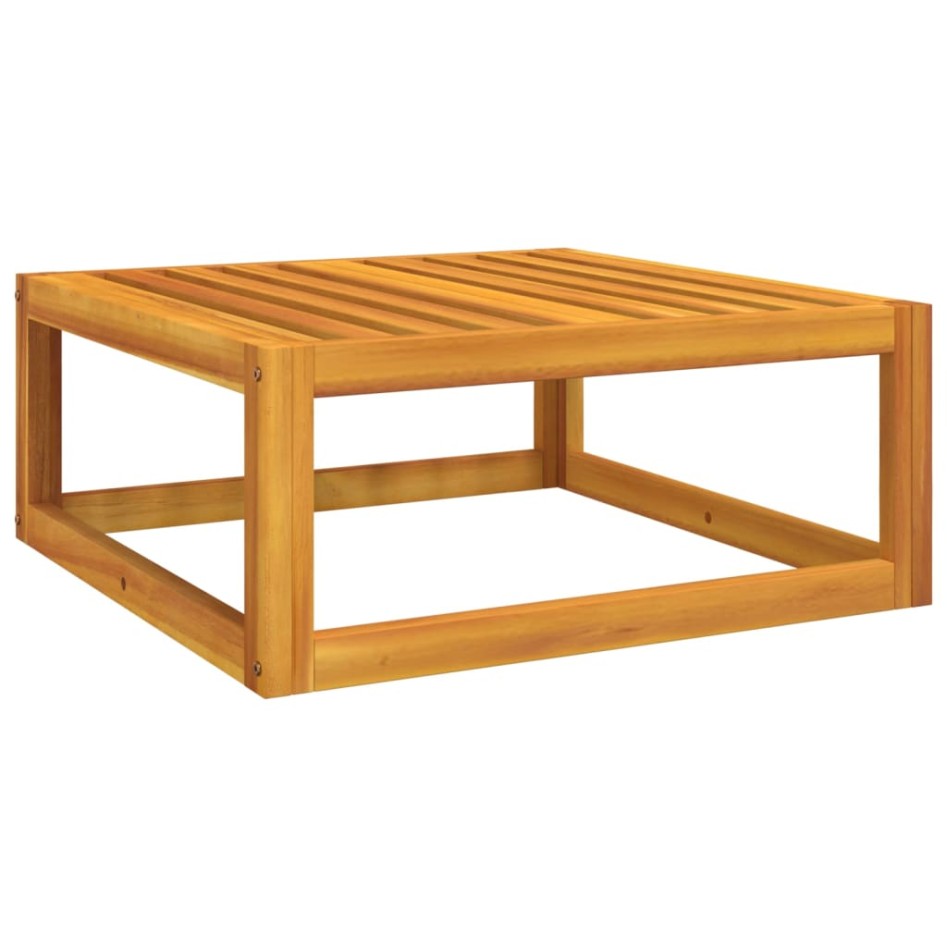 Reposapiés jardín madera maciza acacia con cojines gris