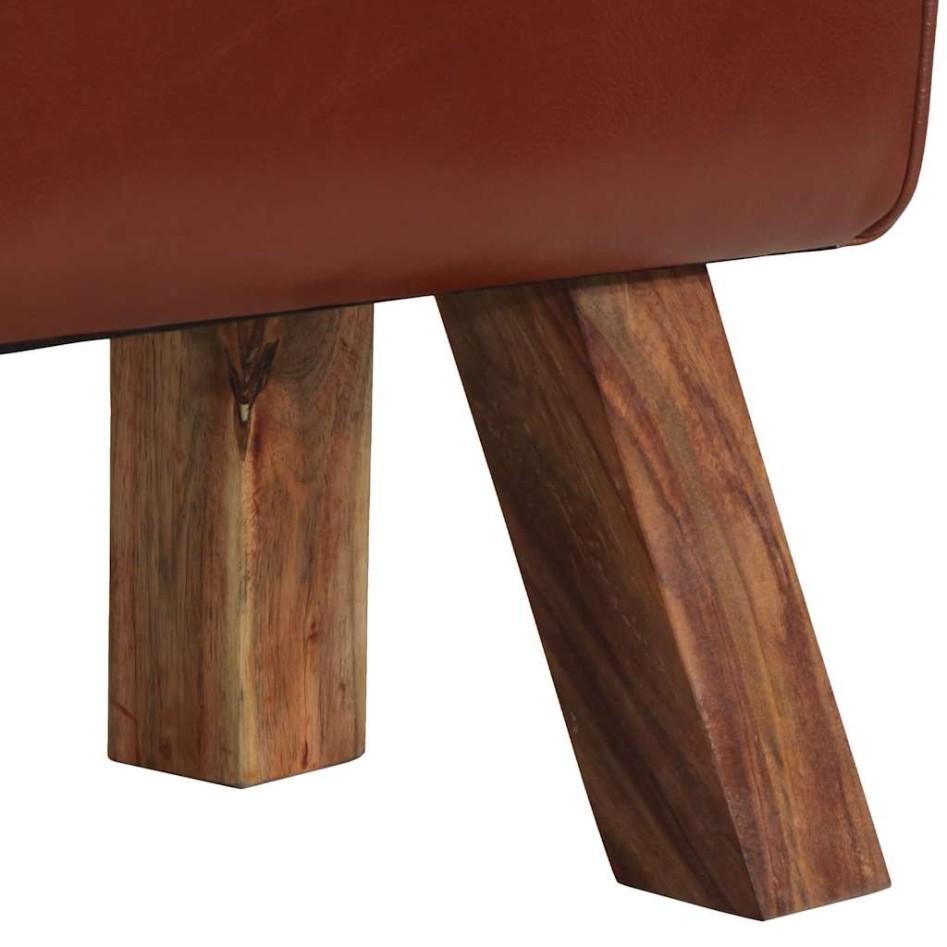 Banco Turnbock vintage con asas de cuero de cabra