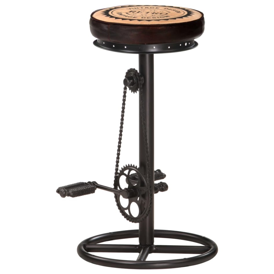 Taburetes de cocina 2 uds cuero y estampado lona negro y