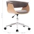 Silla de comedor giratoria de madera curvada y tela gris
