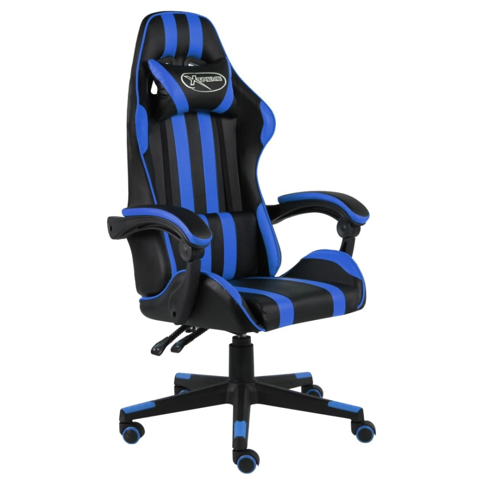 Silla gaming de cuero sintético negro y