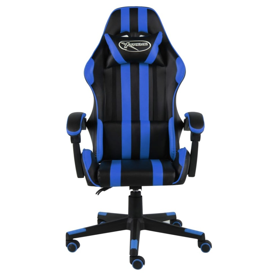 Silla gaming de cuero sintético negro y