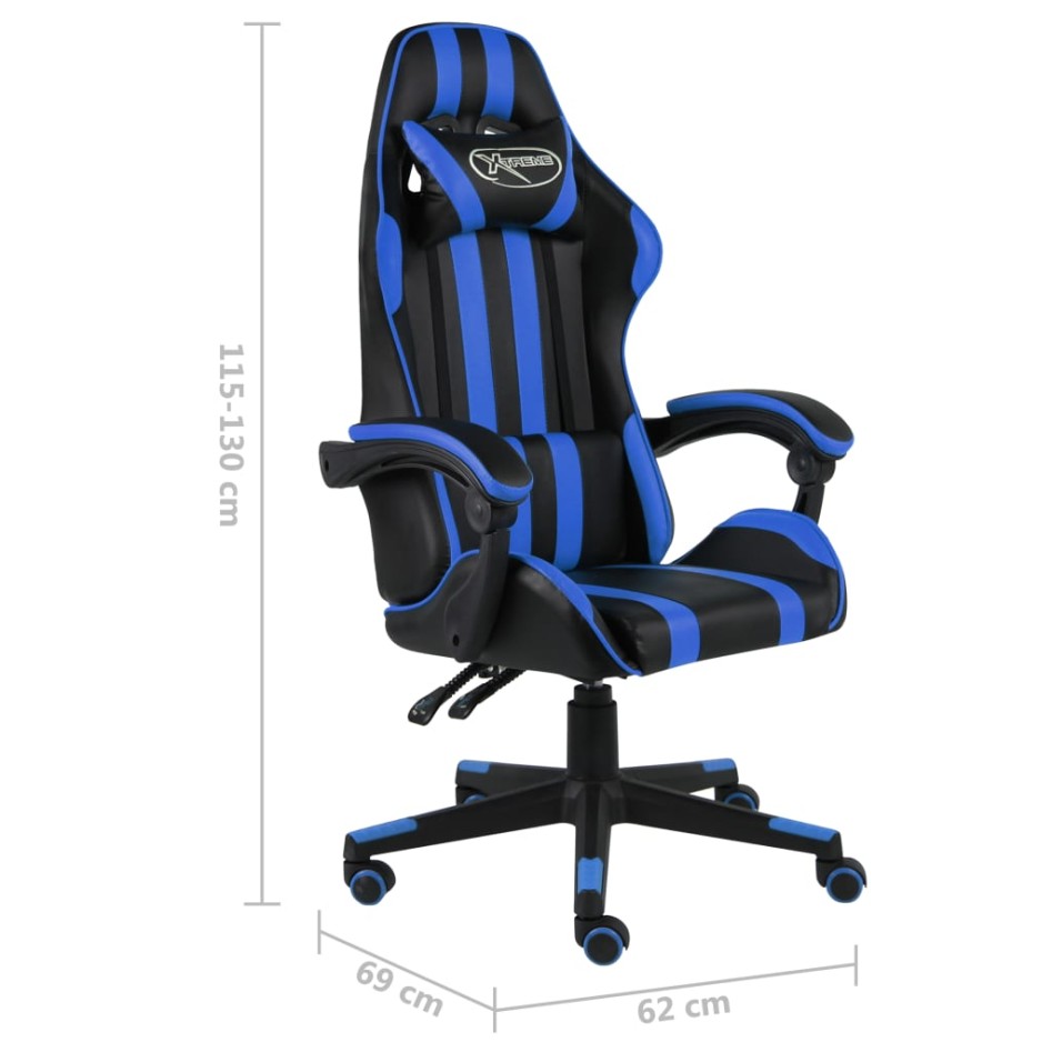Silla gaming de cuero sintético negro y