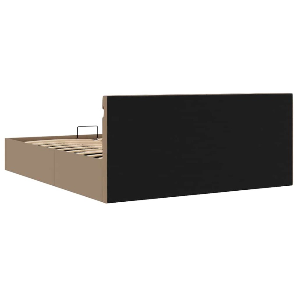 Cama canapé hidráulica LED cuero sintético capuchino 180x200