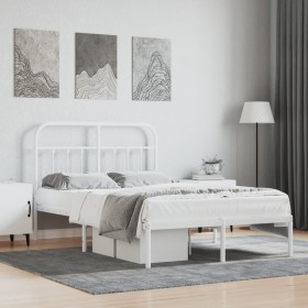 Estructura de cama de metal con cabecero blanca 120x190
