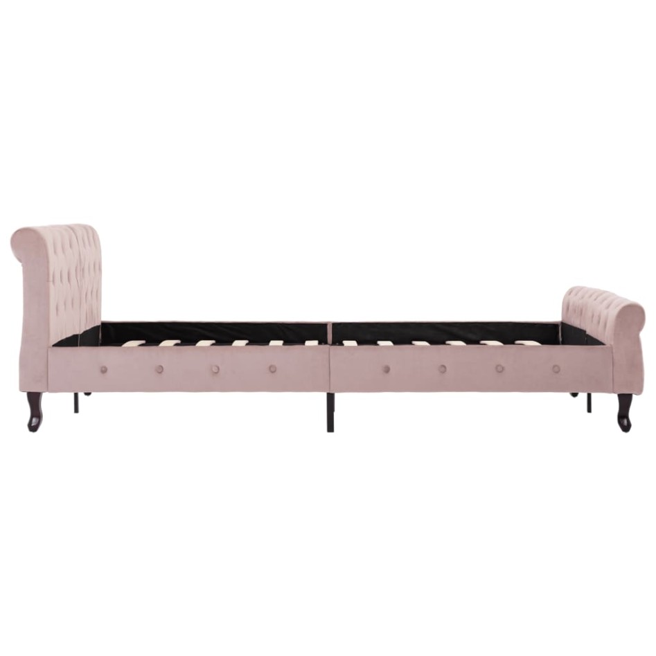 Estructura de cama sin colchón terciopelo rosa 140x200