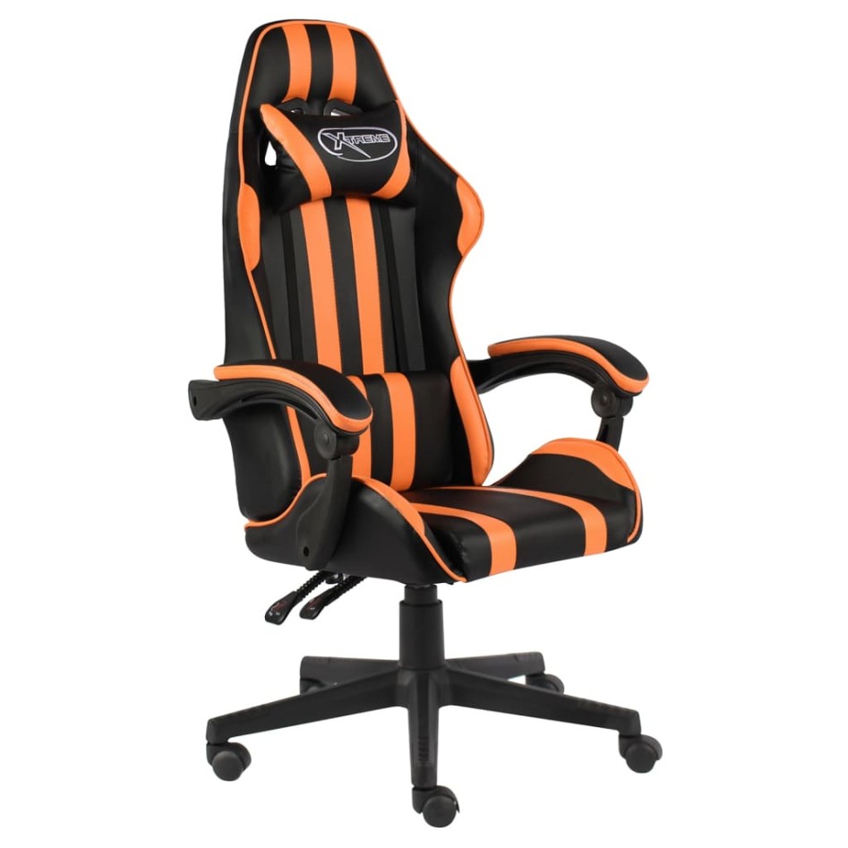 Silla gaming de cuero sintético negro y