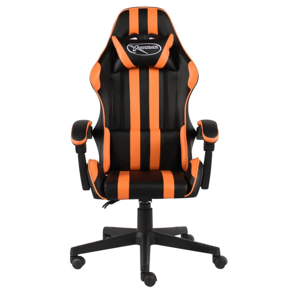 Silla gaming de cuero sintético negro y