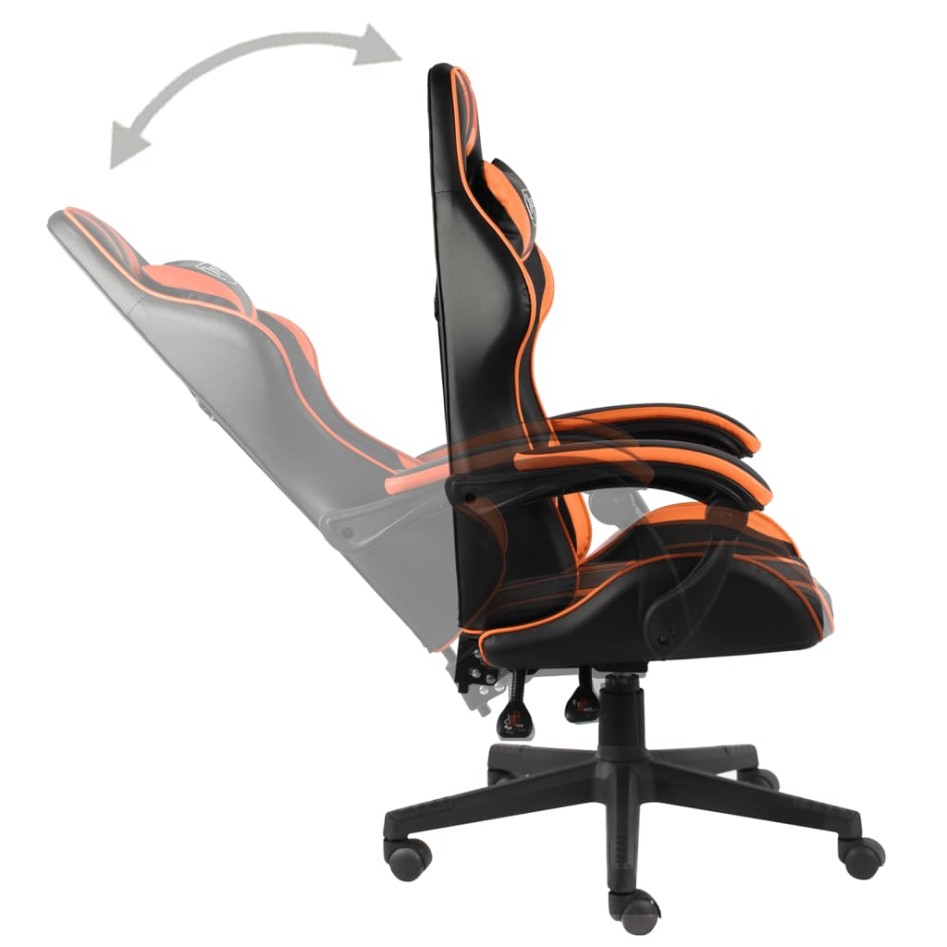 Silla gaming de cuero sintético negro y
