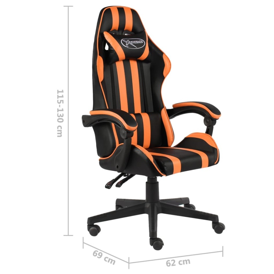 Silla gaming de cuero sintético negro y