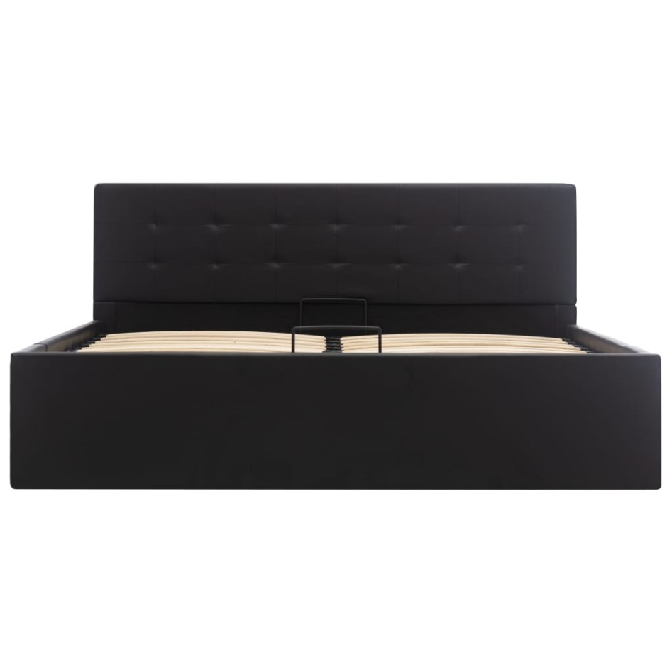 Cama canapé hidráulica cuero sintético negro 160x200