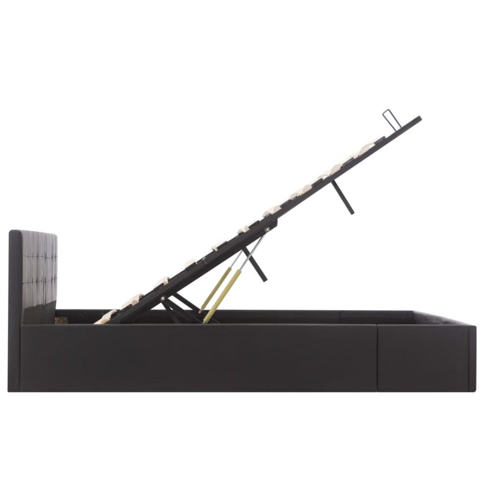 Cama canapé hidráulica cuero sintético negro 160x200