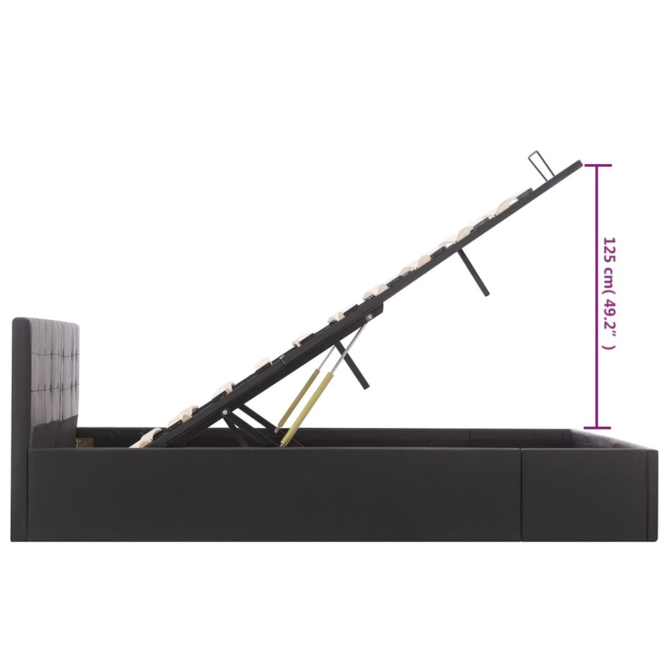 Cama canapé hidráulica cuero sintético negro 160x200