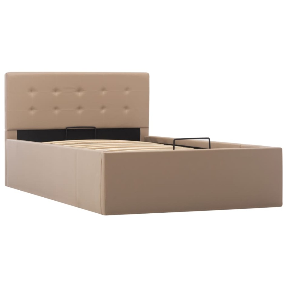 Cama canapé hidráulica cuero sintético capuchino 90x200