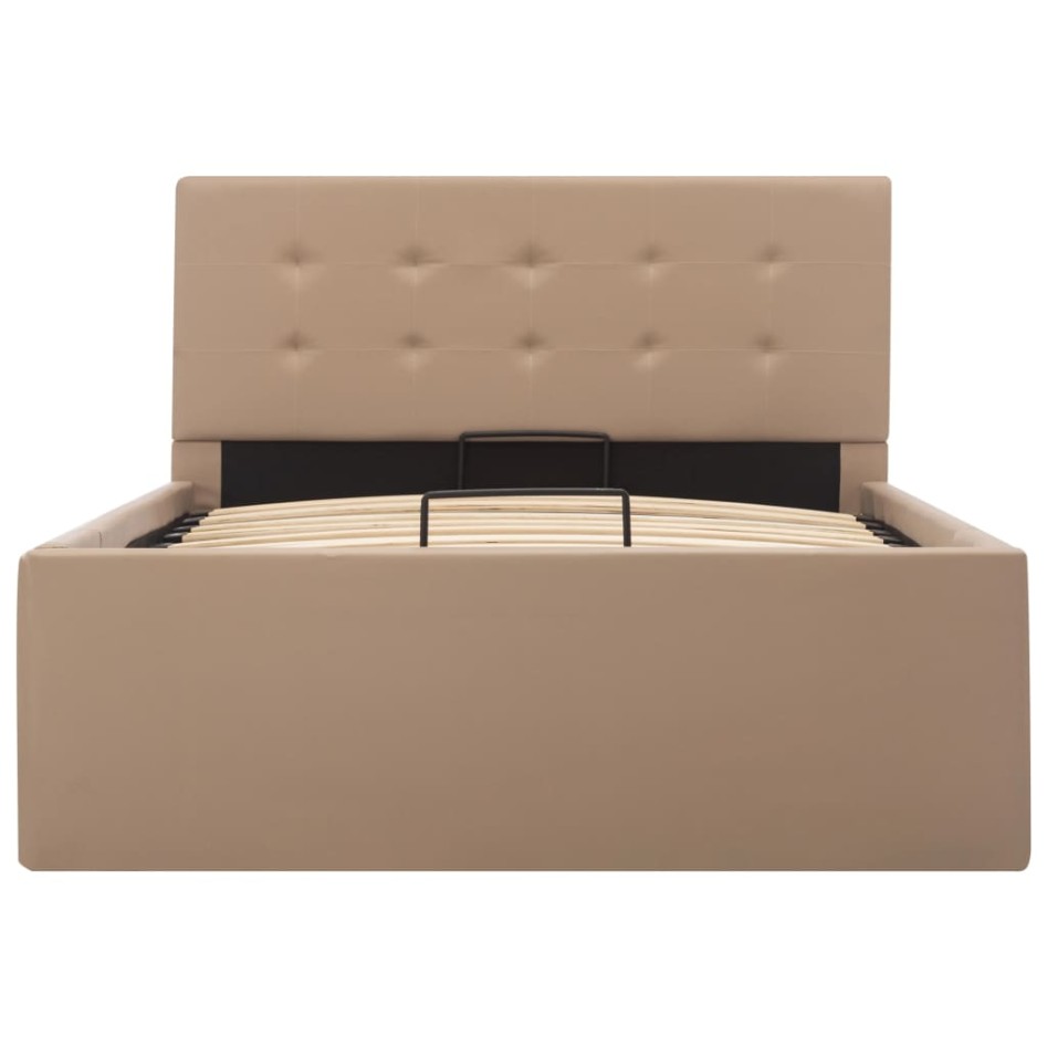 Cama canapé hidráulica cuero sintético capuchino 90x200