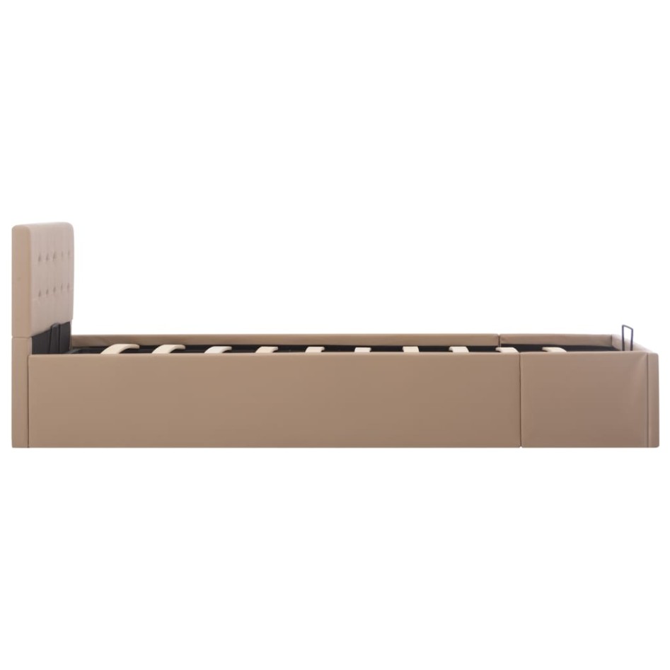 Cama canapé hidráulica cuero sintético capuchino 90x200