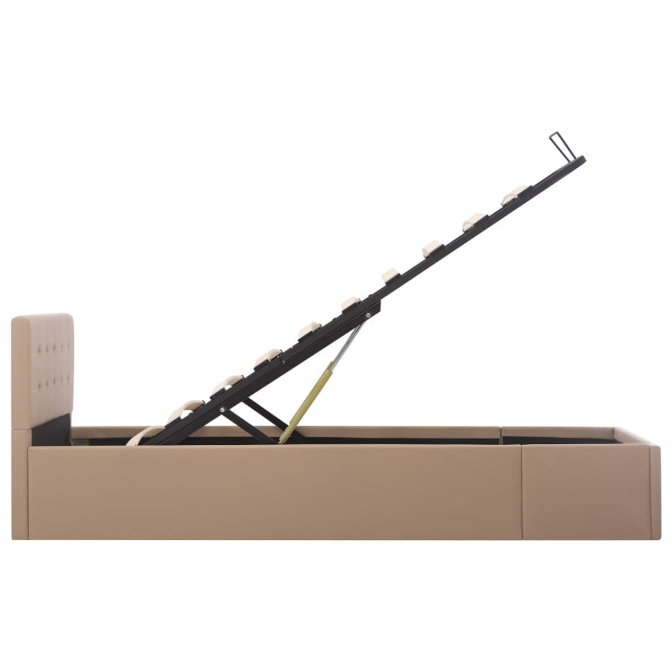 Cama canapé hidráulica cuero sintético capuchino 90x200