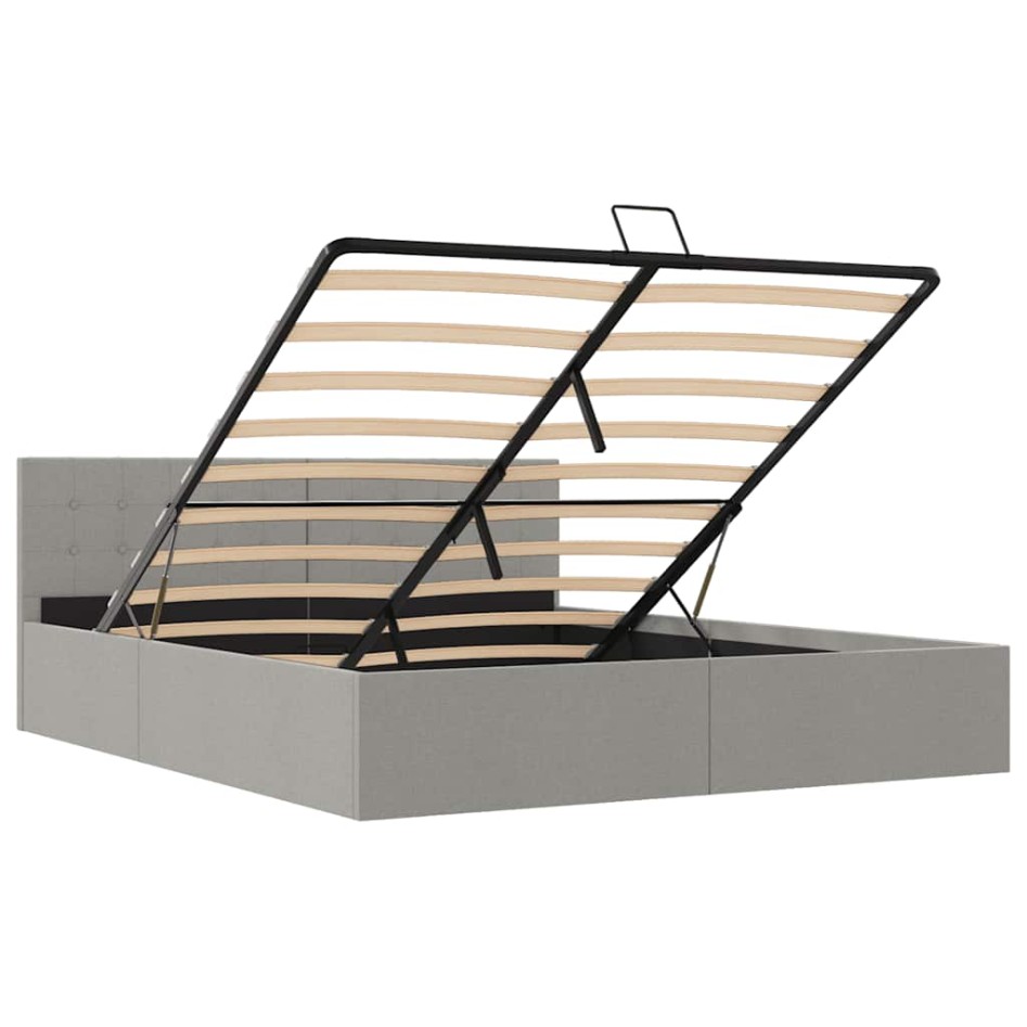 Cama hidráulica almacenaje sin colchón gris claro 160x200