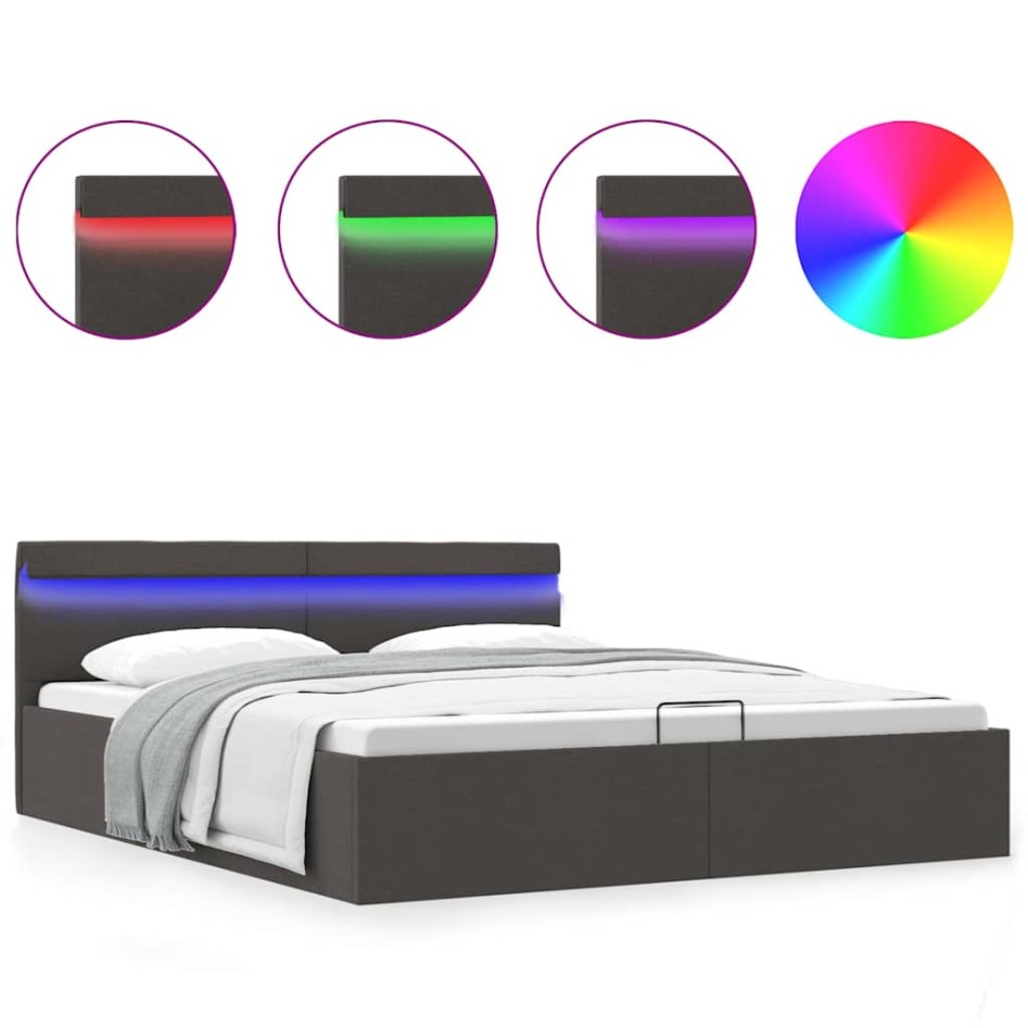 Cama canapé hidráulica de almacenaje sin colchón gris