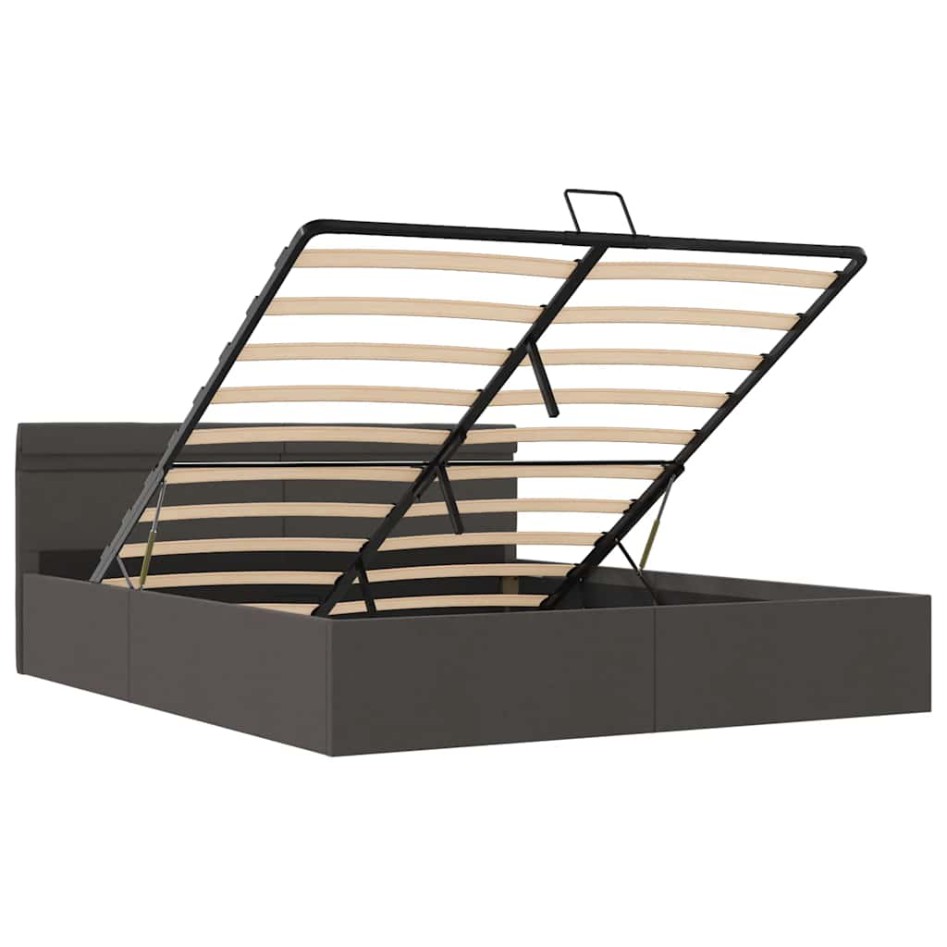 Cama canapé hidráulica de almacenaje sin colchón gris