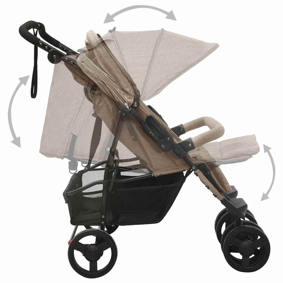 Carrito para gemelos de acero gris