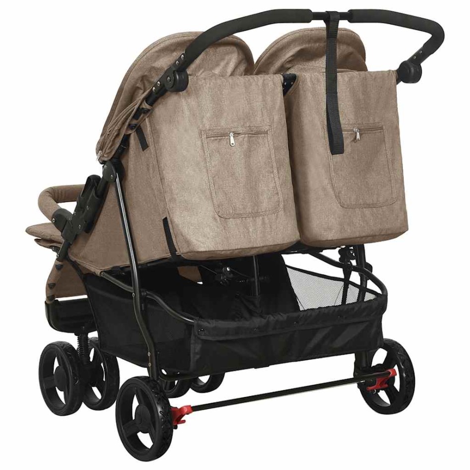 Carrito para gemelos de acero gris