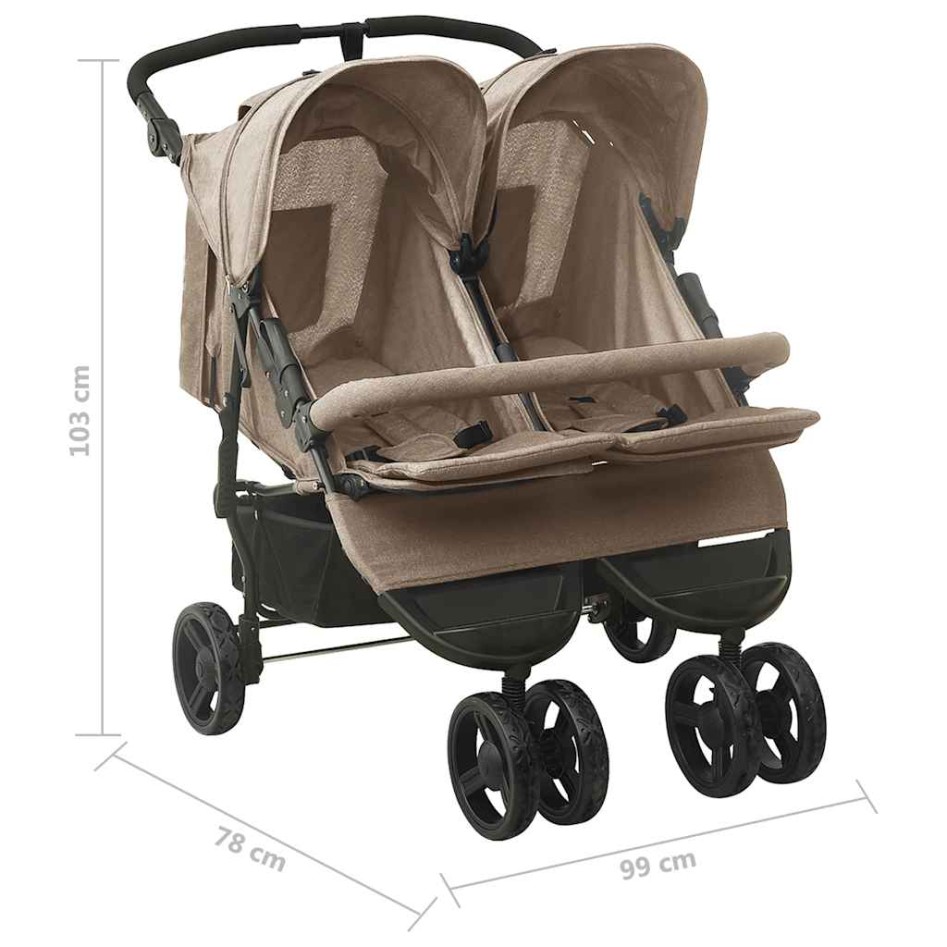 Carrito para gemelos de acero gris