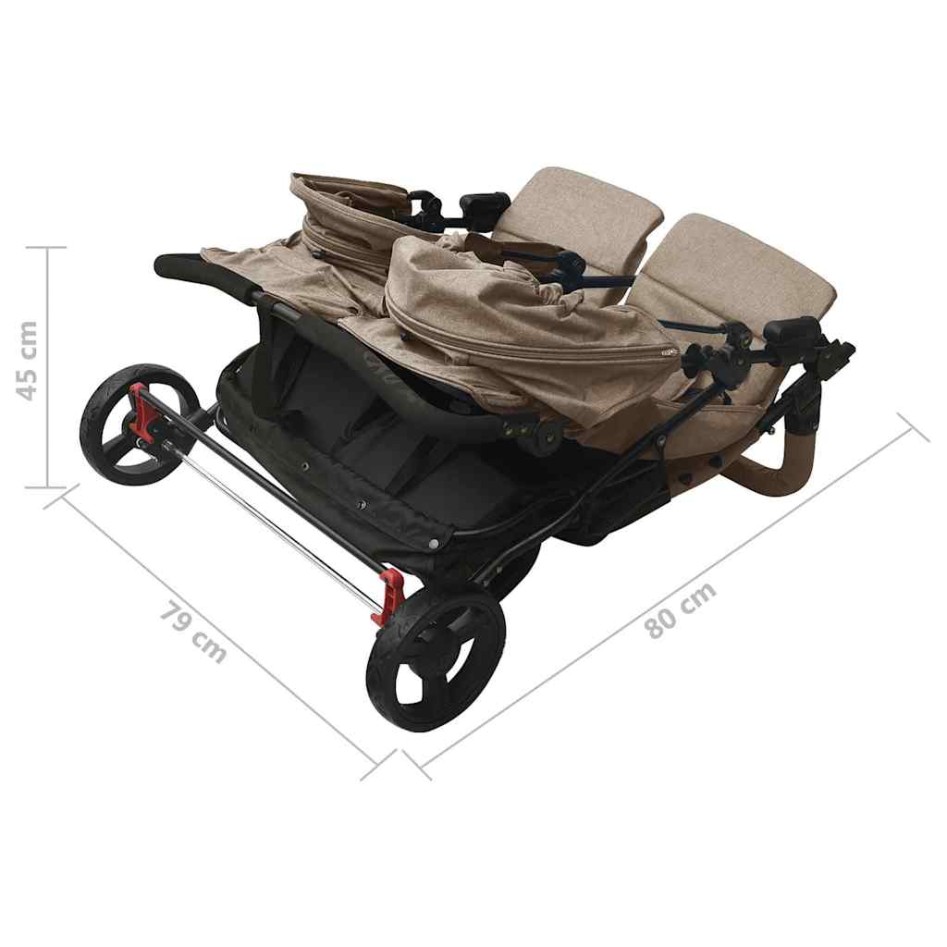 Carrito para gemelos de acero gris