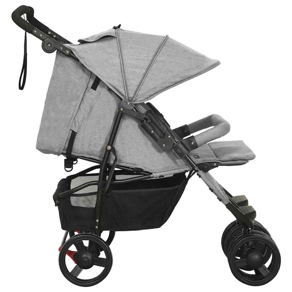 Carrito para gemelos de acero gris