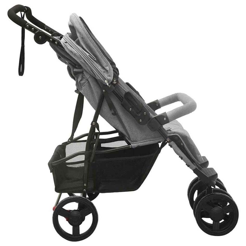 Carrito para gemelos de acero gris