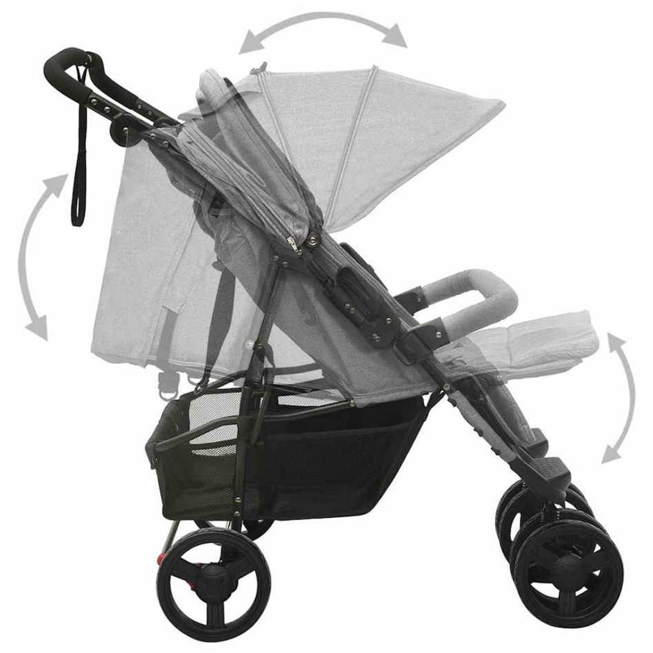 Carrito para gemelos de acero gris