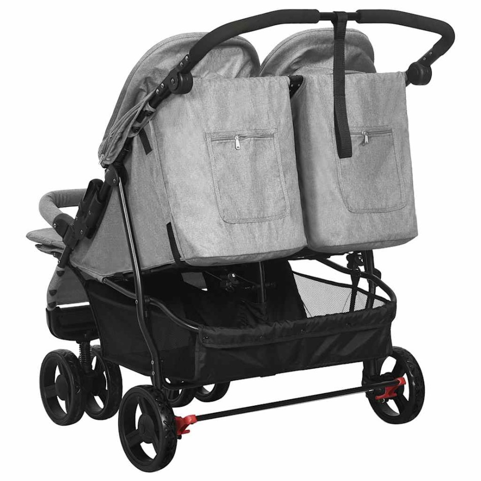 Carrito para gemelos de acero gris