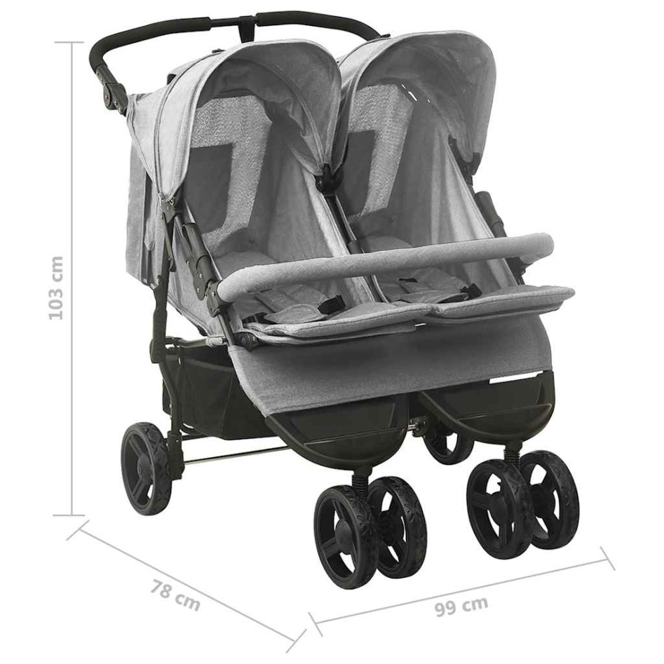 Carrito para gemelos de acero gris
