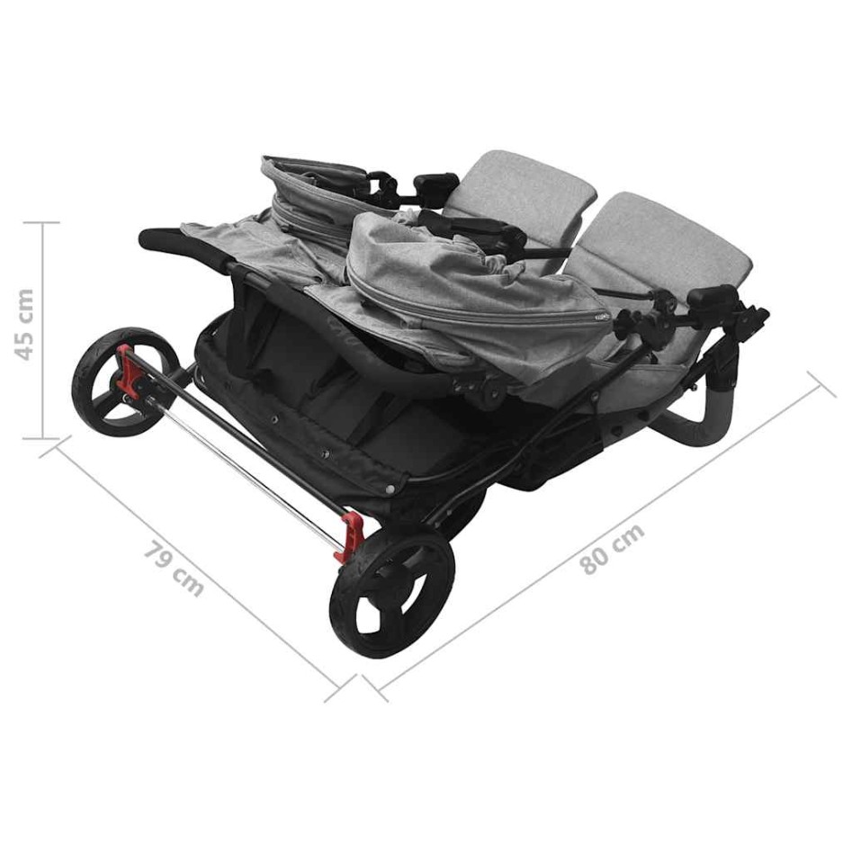 Carrito para gemelos de acero gris