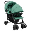 Carrito para gemelos tandem de acero verde