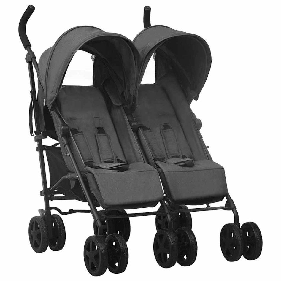 Carrito para gemelos de acero gris