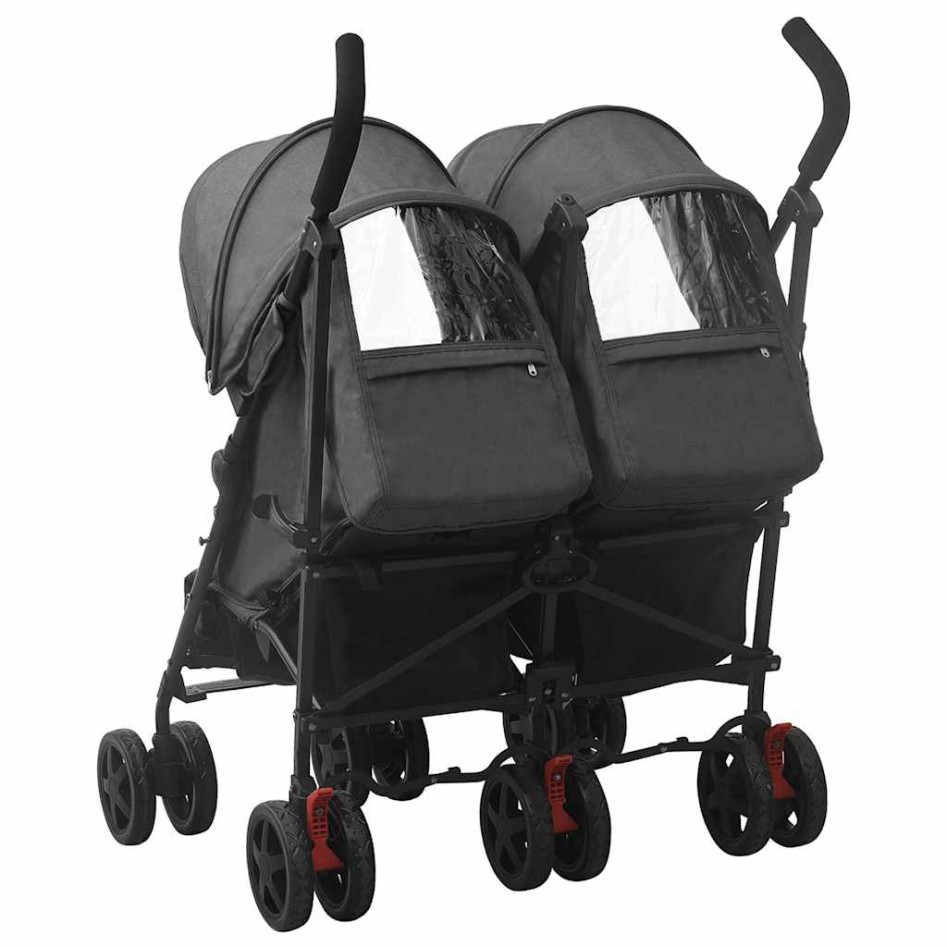 Carrito para gemelos de acero gris
