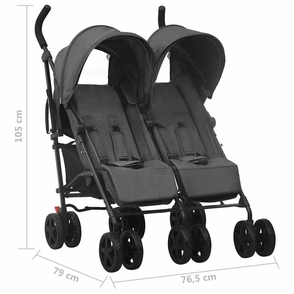 Carrito para gemelos de acero gris