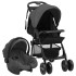 Carrito de bebés 3 en 1 de acero gris oscuro y