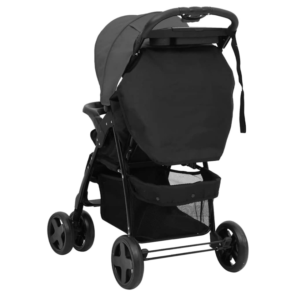 Carrito de bebés 3 en 1 de acero gris oscuro y