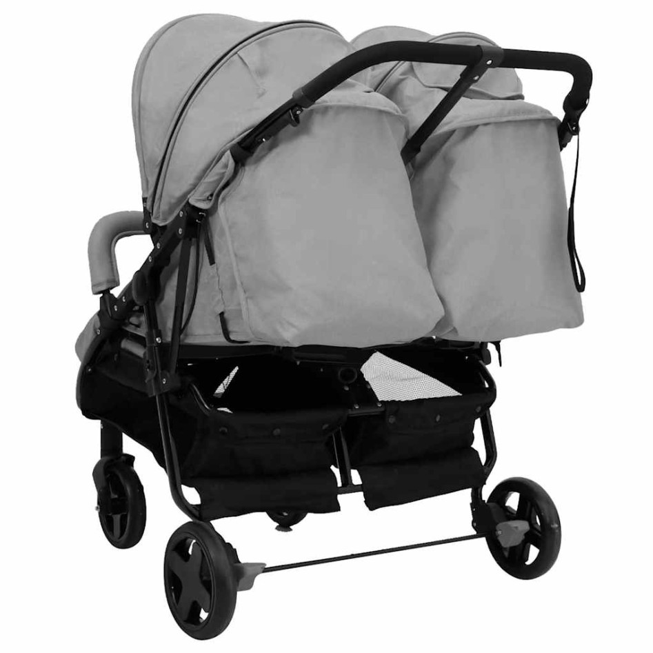 Carrito para gemelos de acero gris claro y