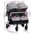 Carrito para gemelos de acero gris claro y
