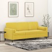 Sofá de 3 plazas con cojines terciopelo amarillo 180 cm